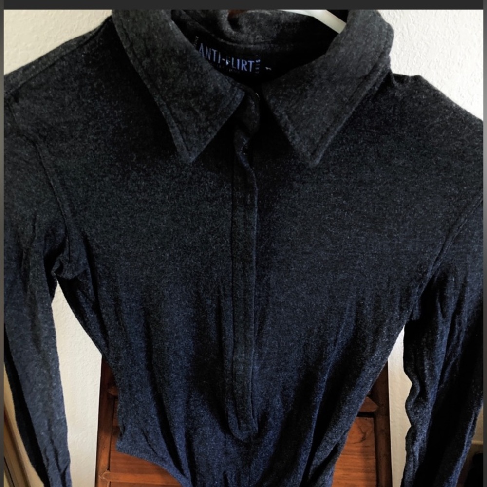 Anti-flirt Bodysuit half zip collar neck xs in Heathered Charcoal